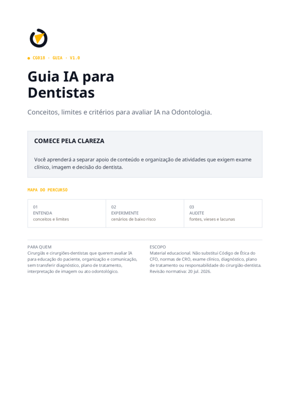 Capa do Guia IA para Dentistas