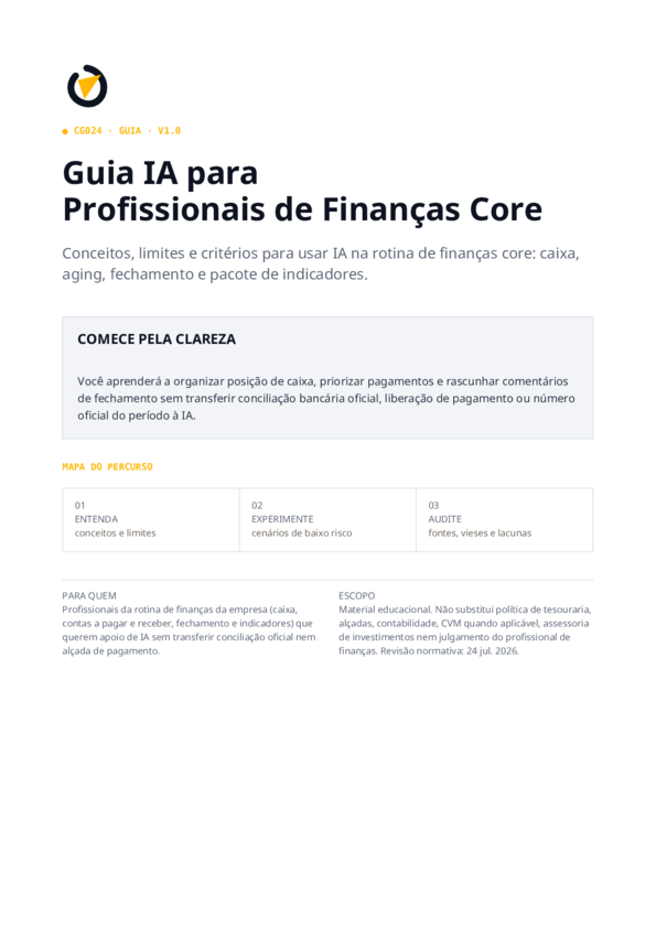 Capa do Guia IA para Profissionais de Finanças Core
